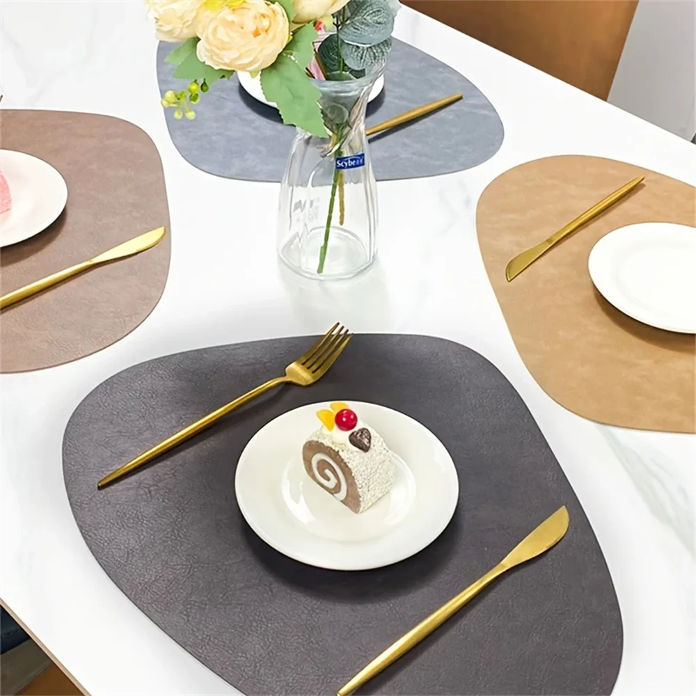 PU Leather Placemats, Waterproof Coffee Coasters, Kitchen Table Mats, Easy to Wipe Off ,Wrinkle Free Kitchen Dining Table Mats