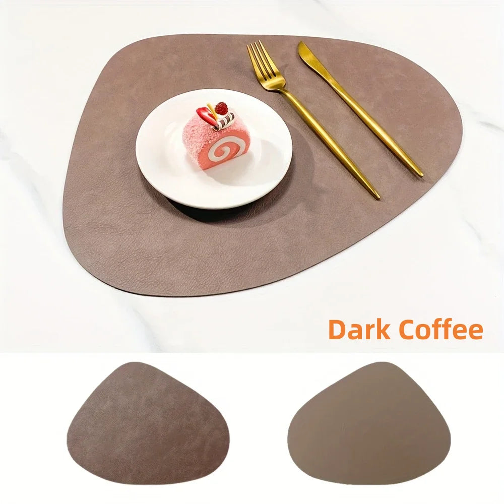 PU Leather Placemats, Waterproof Coffee Coasters, Kitchen Table Mats, Easy to Wipe Off ,Wrinkle Free Kitchen Dining Table Mats