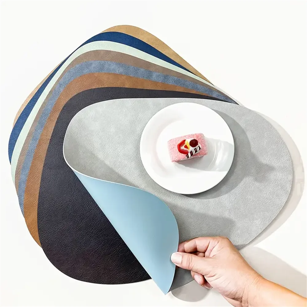 PU Leather Placemats, Waterproof Coffee Coasters, Kitchen Table Mats, Easy to Wipe Off ,Wrinkle Free Kitchen Dining Table Mats