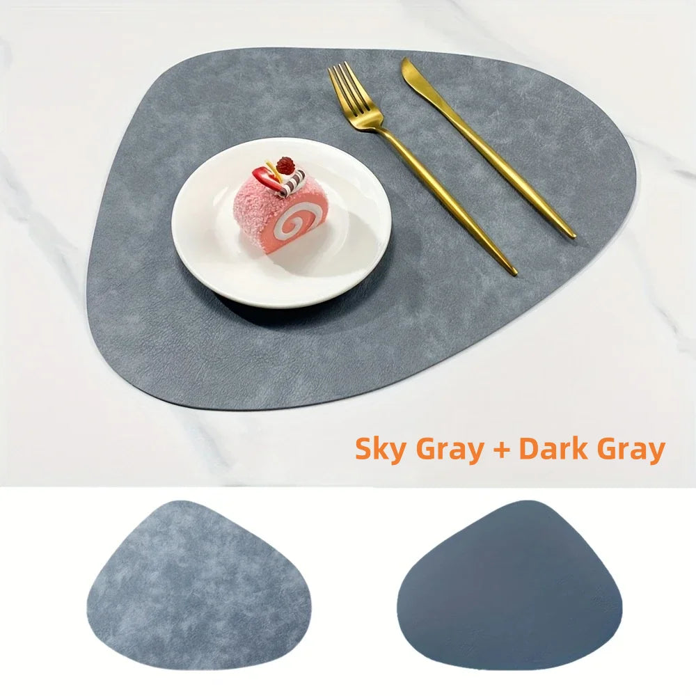 PU Leather Placemats, Waterproof Coffee Coasters, Kitchen Table Mats, Easy to Wipe Off ,Wrinkle Free Kitchen Dining Table Mats