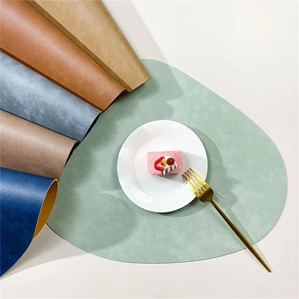 PU Leather Placemats, Waterproof Coffee Coasters, Kitchen Table Mats, Easy to Wipe Off ,Wrinkle Free Kitchen Dining Table Mats