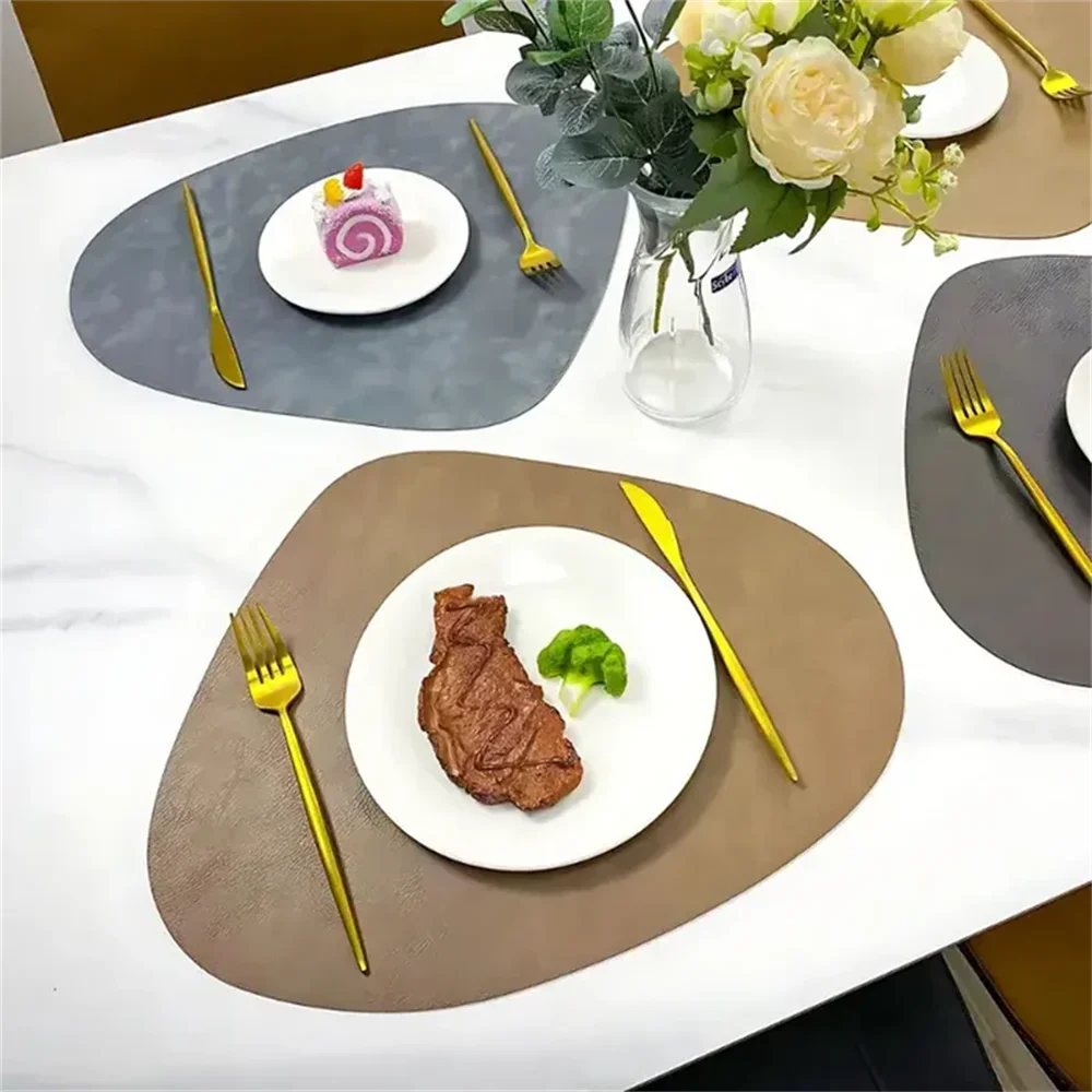 PU Leather Placemats, Waterproof Coffee Coasters, Kitchen Table Mats, Easy to Wipe Off ,Wrinkle Free Kitchen Dining Table Mats