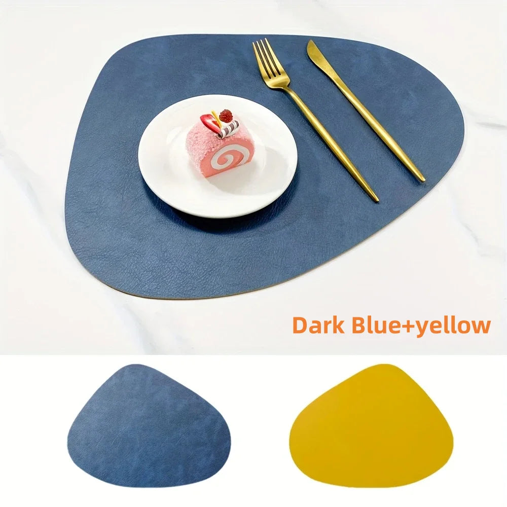 PU Leather Placemats, Waterproof Coffee Coasters, Kitchen Table Mats, Easy to Wipe Off ,Wrinkle Free Kitchen Dining Table Mats