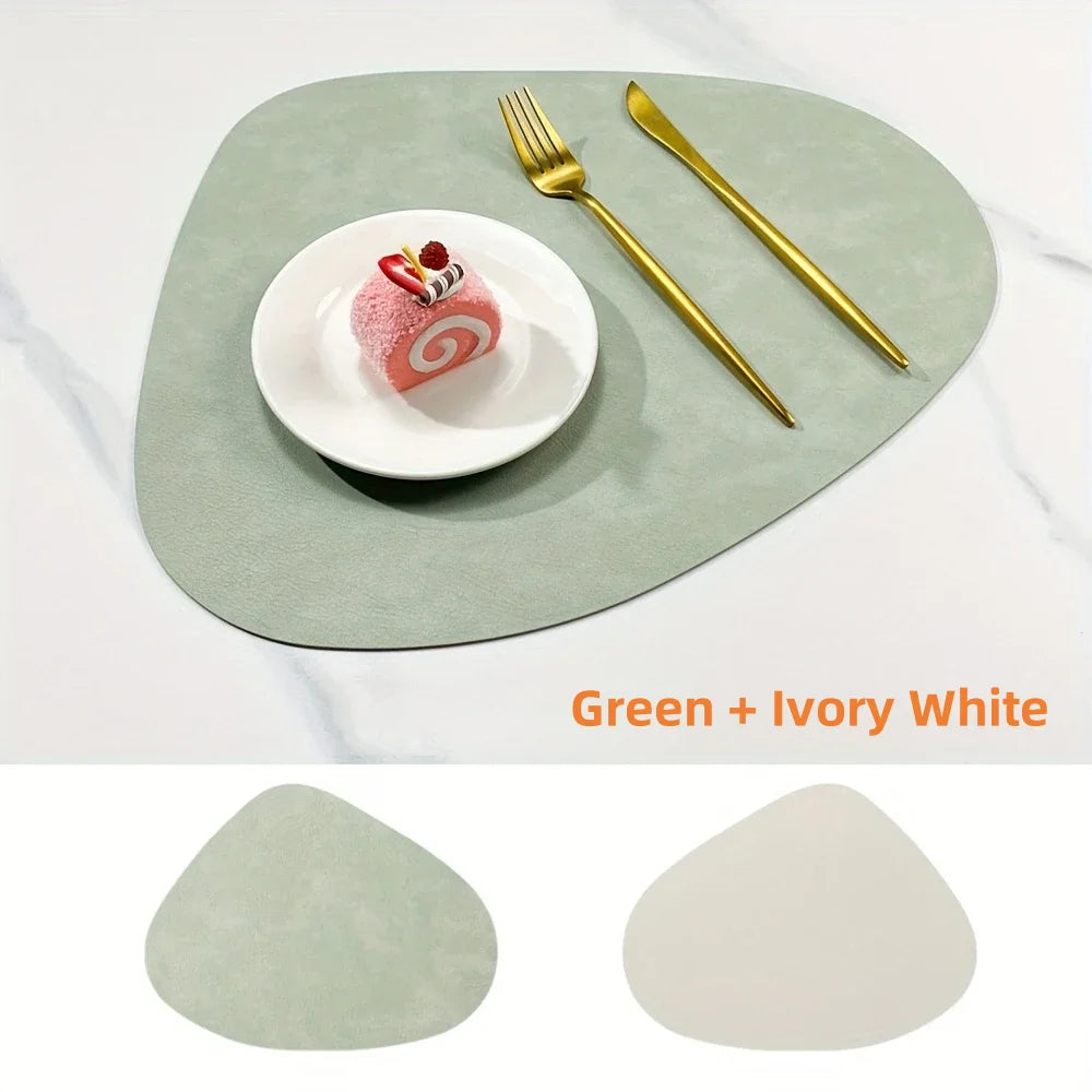 PU Leather Placemats, Waterproof Coffee Coasters, Kitchen Table Mats, Easy to Wipe Off ,Wrinkle Free Kitchen Dining Table Mats