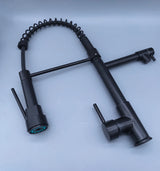 DQOK Black Brushed Spring Pull Down Kitchen Sink Faucet Hot & Cold Water Mixer Crane Tap with Dual Spout Deck Mounted