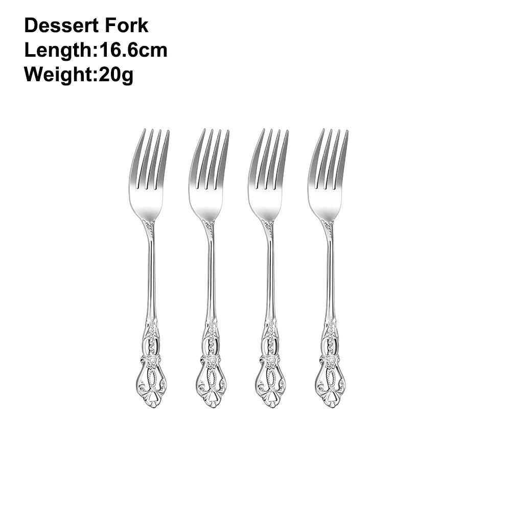 2/4/6/12Pcs Dessert Forks Gold Fruit Fork Stainless Steel Sliver Tableware Cake Snack Salad Fork Mirror Western Black Cutlery