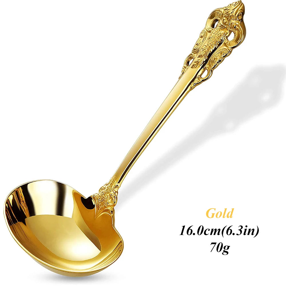 2/3/4/5/6 Pieces Gravy Ladle 6.3in Gorgeous 1 oz. Mirror Gold 18/10 Stainless Steel Gravy Sauce Soup Ladle Spoon for Stirring