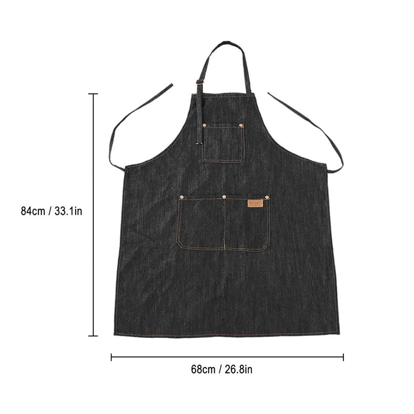 Denim Apron Salon Working Clothes Barber Cloth Kitchen Cooking Grill Restaurant Bar Shop Cafes Baking Beauty Nails Uniform