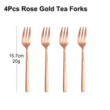 4/6/12Pcs Black Coffee Fork Stainless Steel 304 Tea Fork Set Ice Cream Cake Fruit Forks Mirror Gold Cutlery Thin Sliverware