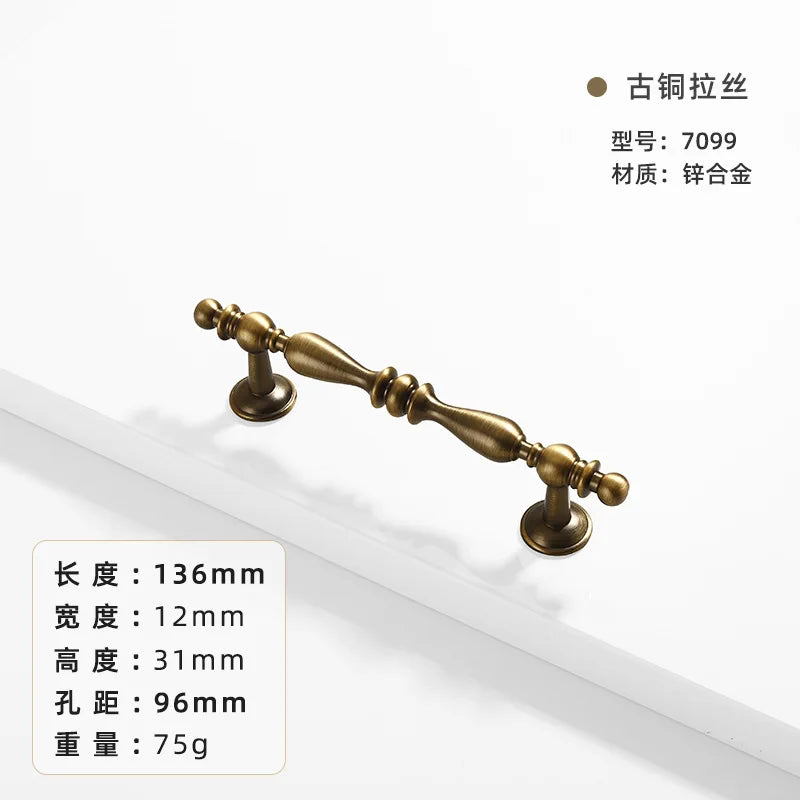 French-bronze solid handle vintage wardrobe/cabinet door handles small single-hole drawer pull medieval-style furniture hardware