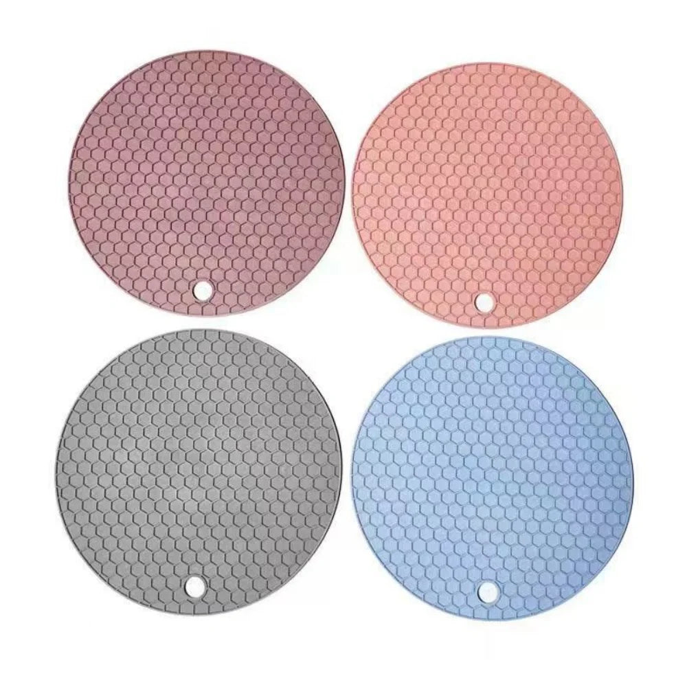 Silicone Heat Resistant Mats, Non-Slip Round Kitchen Pot Pads, Countertop Protector, Cup Coasters for Home Kitchen Accessories