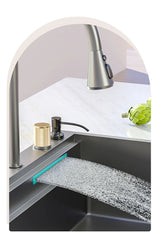 Waterfall Kitchen Sink Nanometer 304 Stainless Steel Large Single Slot Kitchen Accessories Waterfall Faucet Vegetable Basin