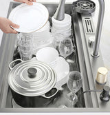 Waterfall Kitchen Sink Nanometer 304 Stainless Steel Large Single Slot Kitchen Accessories Waterfall Faucet Vegetable Basin