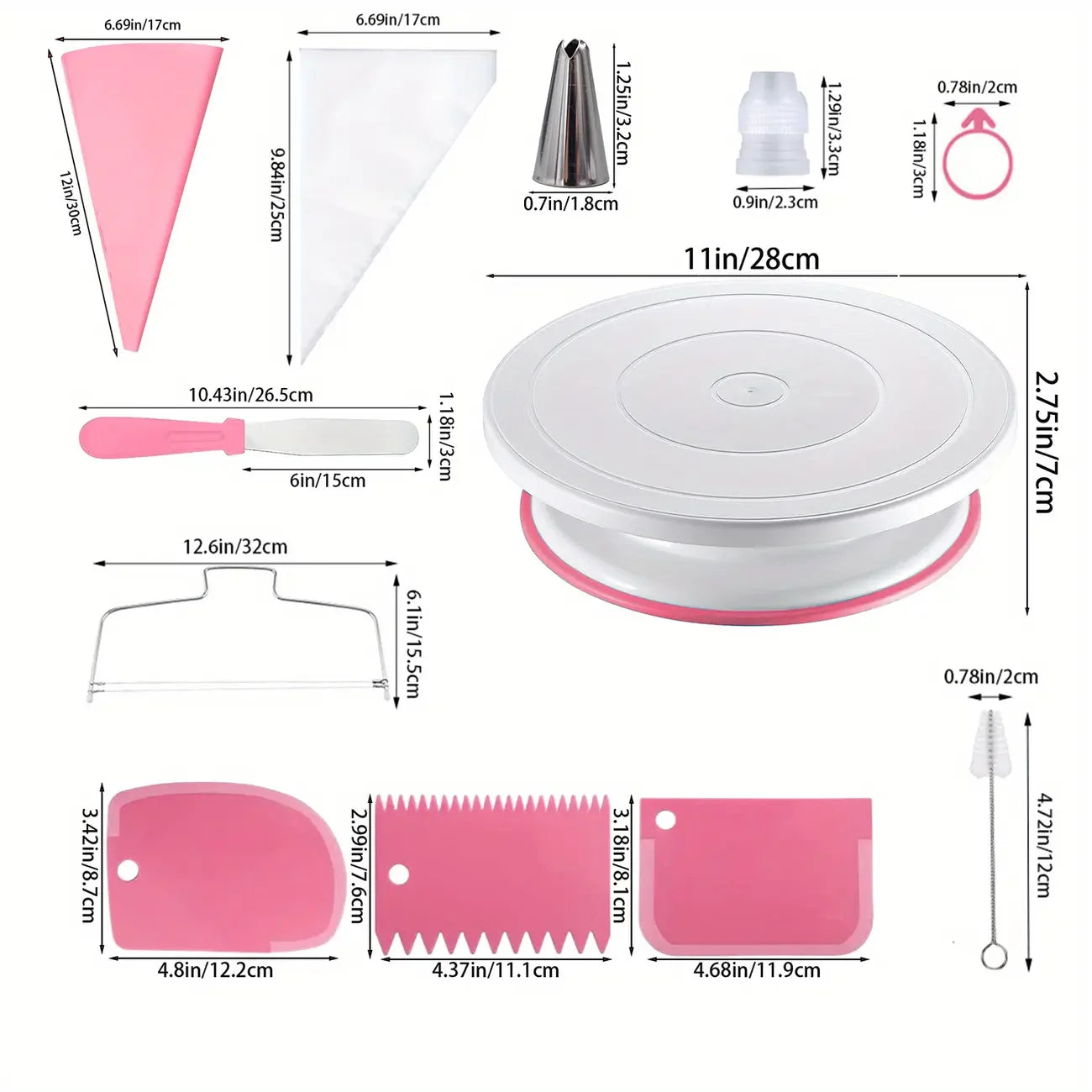 80PCS Cake Decorating Set-Non-Slip Turntable with 14 Piping Tips, Scrapers & Tools for Professional DIY Baking Tools Accessories