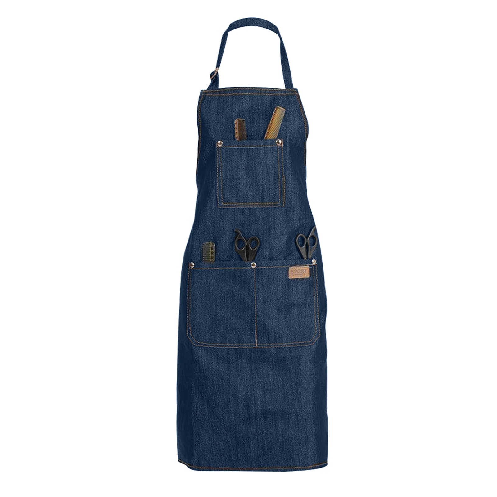 Denim Apron Salon Working Clothes Barber Cloth Kitchen Cooking Grill Restaurant Bar Shop Cafes Baking Beauty Nails Uniform