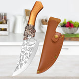 Meat Cutting Knives Boning Knife Wooden Handle Hnadmade Forge Knives Slicing Knife Multifunctional Kitchen Knives with Cover