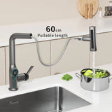 Intelligent Water Temperature Display Pull-out Sprayer Kitchen Faucet Hot and Cold Water Kitchen Sink Tap Single Hole Mixer