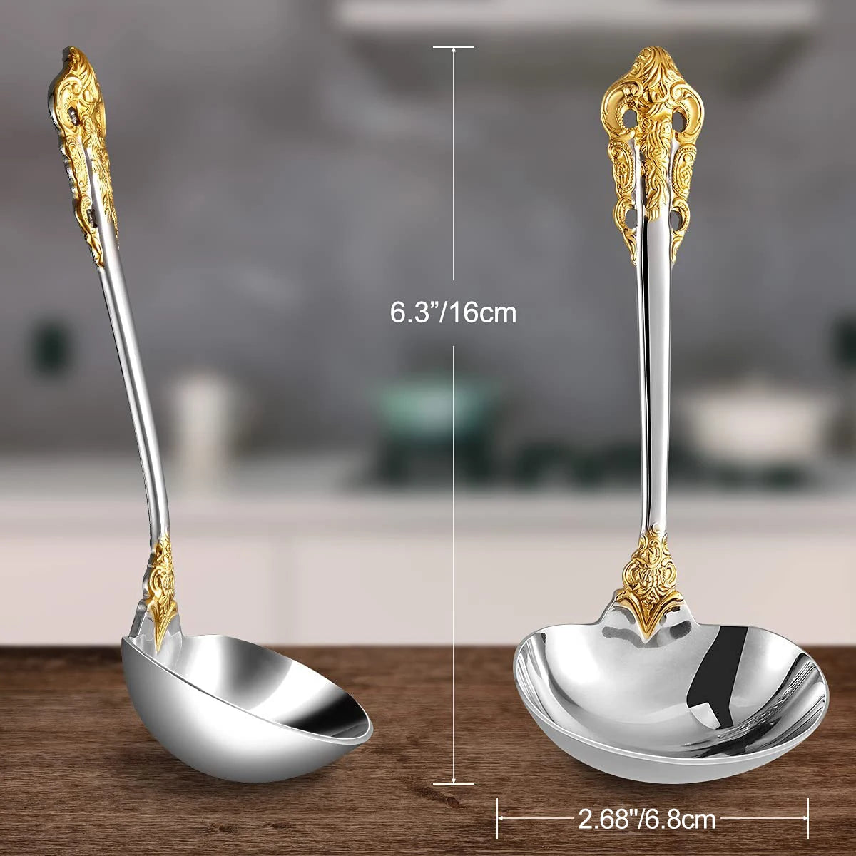 2/3/4/5/6 Pieces Gravy Ladle 6.3in Gorgeous 1 oz. Mirror Gold 18/10 Stainless Steel Gravy Sauce Soup Ladle Spoon for Stirring