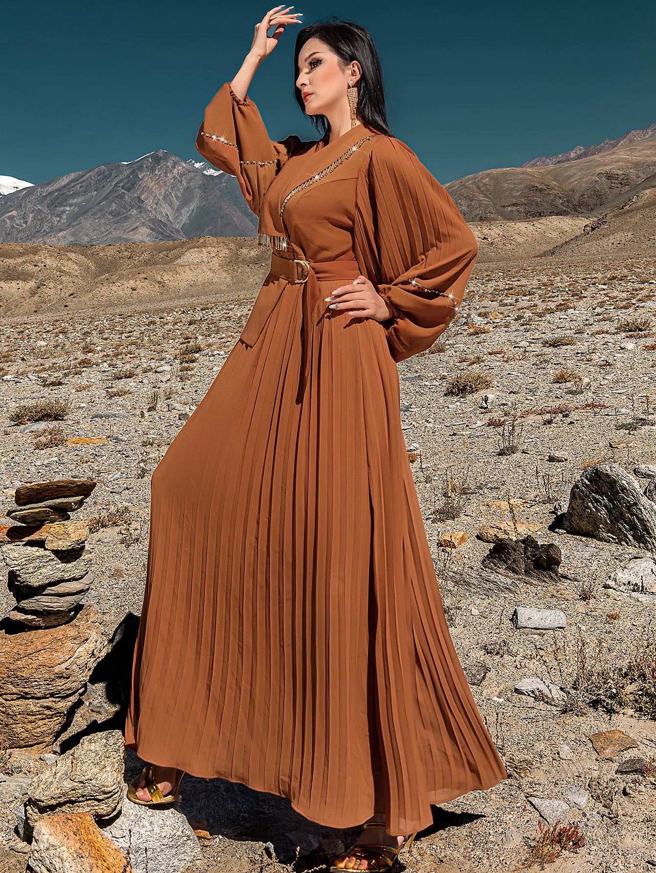 Pleated Dress for Women Abaya Eid Elegant Party Long Dresses Muslim Caftan Robe Jalabiya Ramadan Dubai Kaftan Vestidos Largos