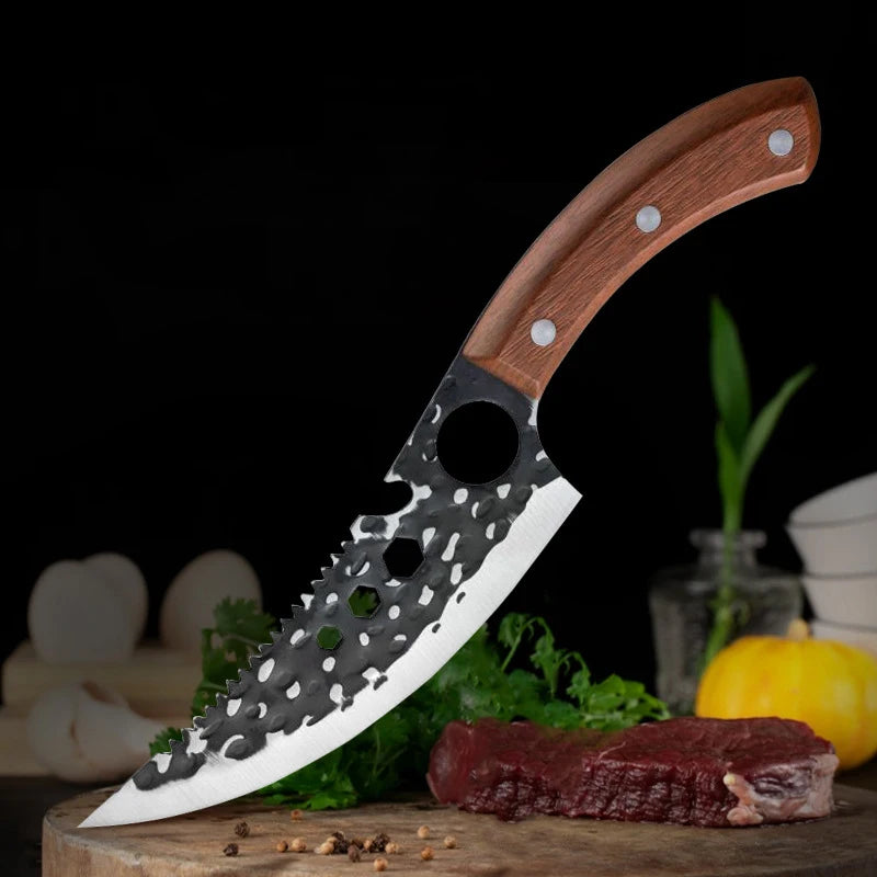 Meat Cutting Knives Boning Knife Wooden Handle Hnadmade Forge Knives Slicing Knife Multifunctional Kitchen Knives with Cover