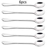 6pcs Stainless Steel  Ice Tea Scoop Dessert Spoon Food Grade Ice Cream Candy Tea Spoon Milkshake Coffee Multi-Purpose Spoon