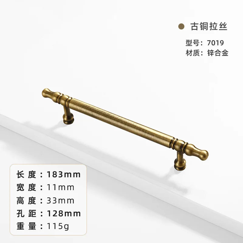 French-bronze solid handle vintage wardrobe/cabinet door handles small single-hole drawer pull medieval-style furniture hardware