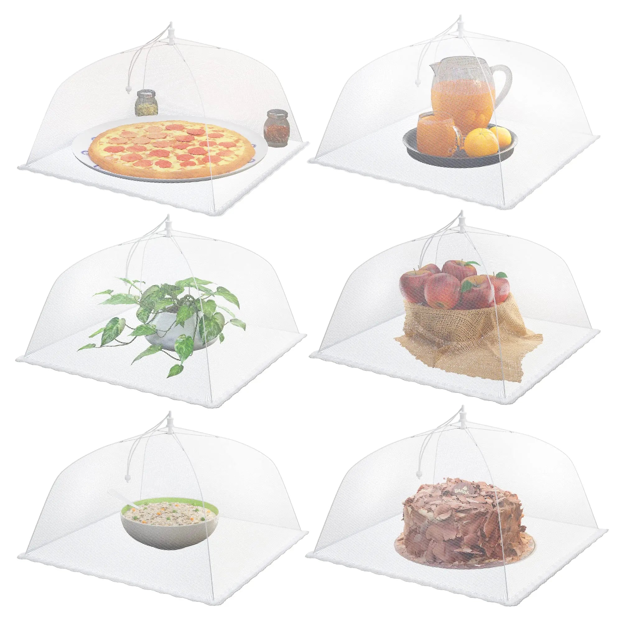 Picnic Food Covers for Outside Mesh: 3/6/12 Packs 17 Inch Pop Up Fine Fly Net for Fruit - Collapsible Screen Umbrella Food Tent