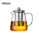 1pc Glass Teapot Heat Resistant Borosilicate Clear Tea Kettle with Removable Stainless Steel Infuser Kettle Kung Fu Teaware Set