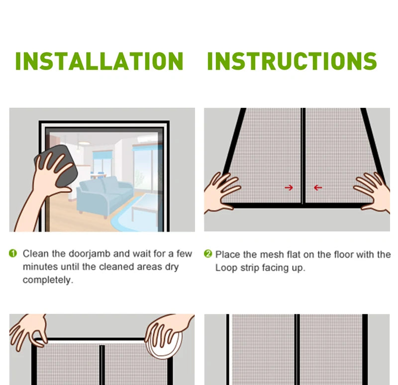 Magnetic Door Screen Insect Mosquito Net Curtain Black Fly Insect Auto Closing Invisible Mesh For Kitchen indoor living room