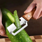 Wooden Handle Stainless Steel Peeler, Multi-Functional Kitchen Gadget for Fruits Vegetables Peeling Slicing, Durable & Smooth