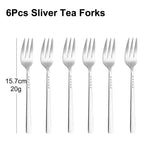 4/6/12Pcs Black Coffee Fork Stainless Steel 304 Tea Fork Set Ice Cream Cake Fruit Forks Mirror Gold Cutlery Thin Sliverware