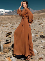 Pleated Dress for Women Abaya Eid Elegant Party Long Dresses Muslim Caftan Robe Jalabiya Ramadan Dubai Kaftan Vestidos Largos