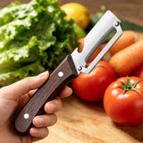 Stainless Steel Peeler Wooden Handle Durable Smooth Multi-function Kitchen Tool Fruit Vegetable Peeling Slicing