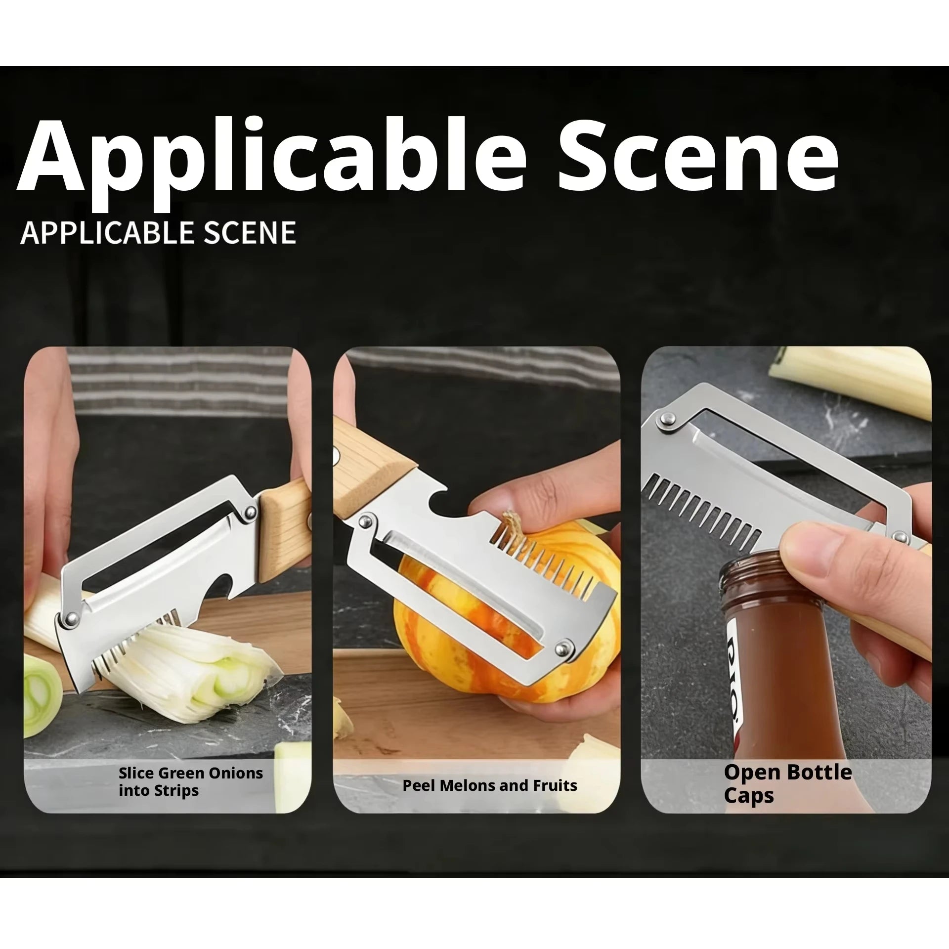 Stainless Steel Peeler Wooden Handle Durable Smooth Multi-function Kitchen Tool Fruit Vegetable Peeling Slicing