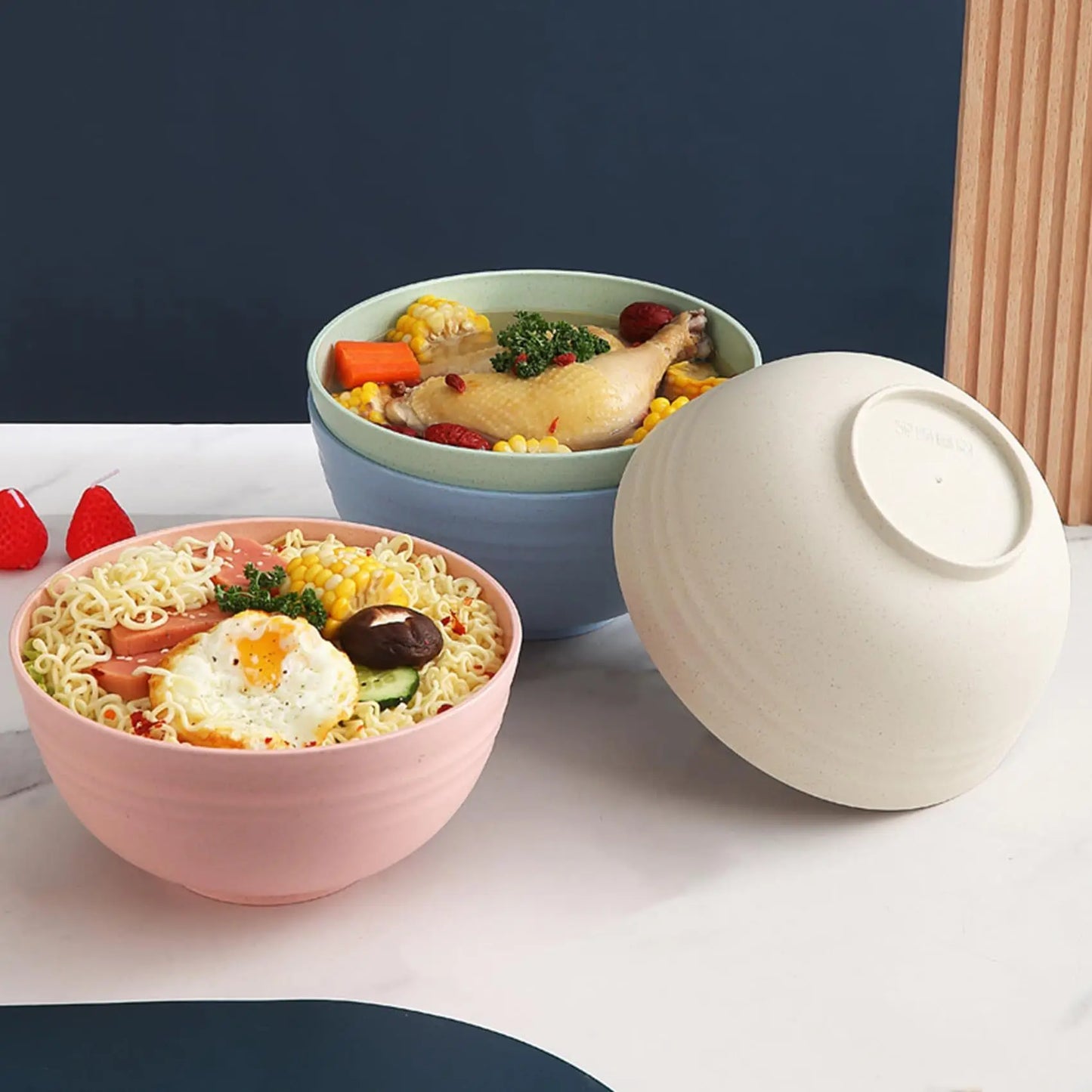 4-piece non fragile grain bowl set -24 ounce PP plastic bowl for soup/rice/grains - microwave and dishwasher safe