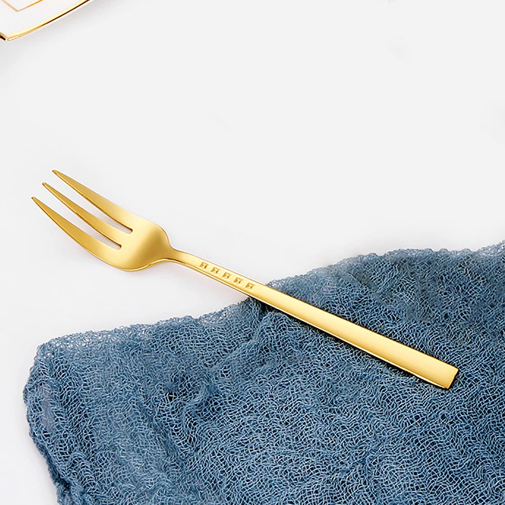 4/6/12Pcs Black Coffee Fork Stainless Steel 304 Tea Fork Set Ice Cream Cake Fruit Forks Mirror Gold Cutlery Thin Sliverware