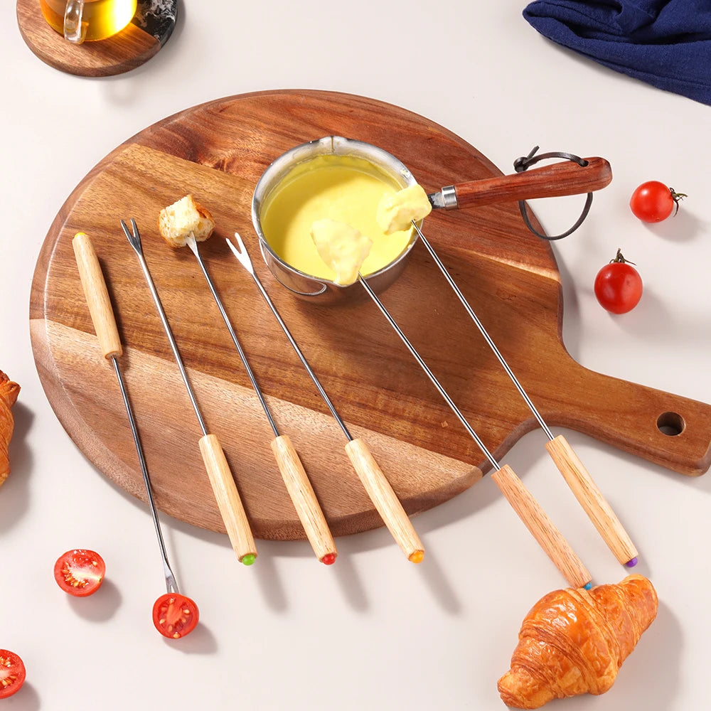 6-24Pcs Fondue Forks Stainless Steel Corrosion Resistant Long Forks for Cake Chocolate Fruits Cheese Fondue Forks Set