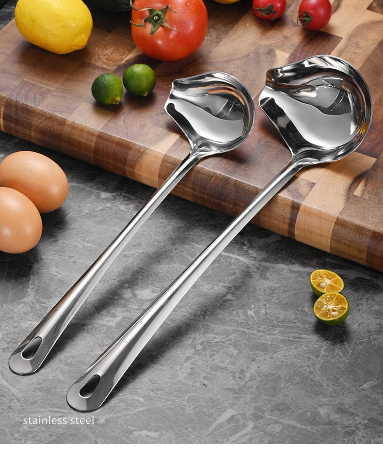 Stainless Steel Duckbill Spoon, Long-handled Sauce Spoon, Thickened Side Mouth, Slanted Mouth, and Crooked Mouth Spoon