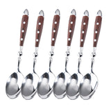Classic Elegant Stainless Steel Cutlery Set Simulated Redwood Fork Spoon Knife Full Dinning Fork Steak Knife Teaspoon Creative