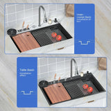 Waterfall Kitchen Sink Nanometer 304 Stainless Steel Large Single Slot Kitchen Accessories Waterfall Faucet Vegetable Basin