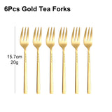 4/6/12Pcs Black Coffee Fork Stainless Steel 304 Tea Fork Set Ice Cream Cake Fruit Forks Mirror Gold Cutlery Thin Sliverware