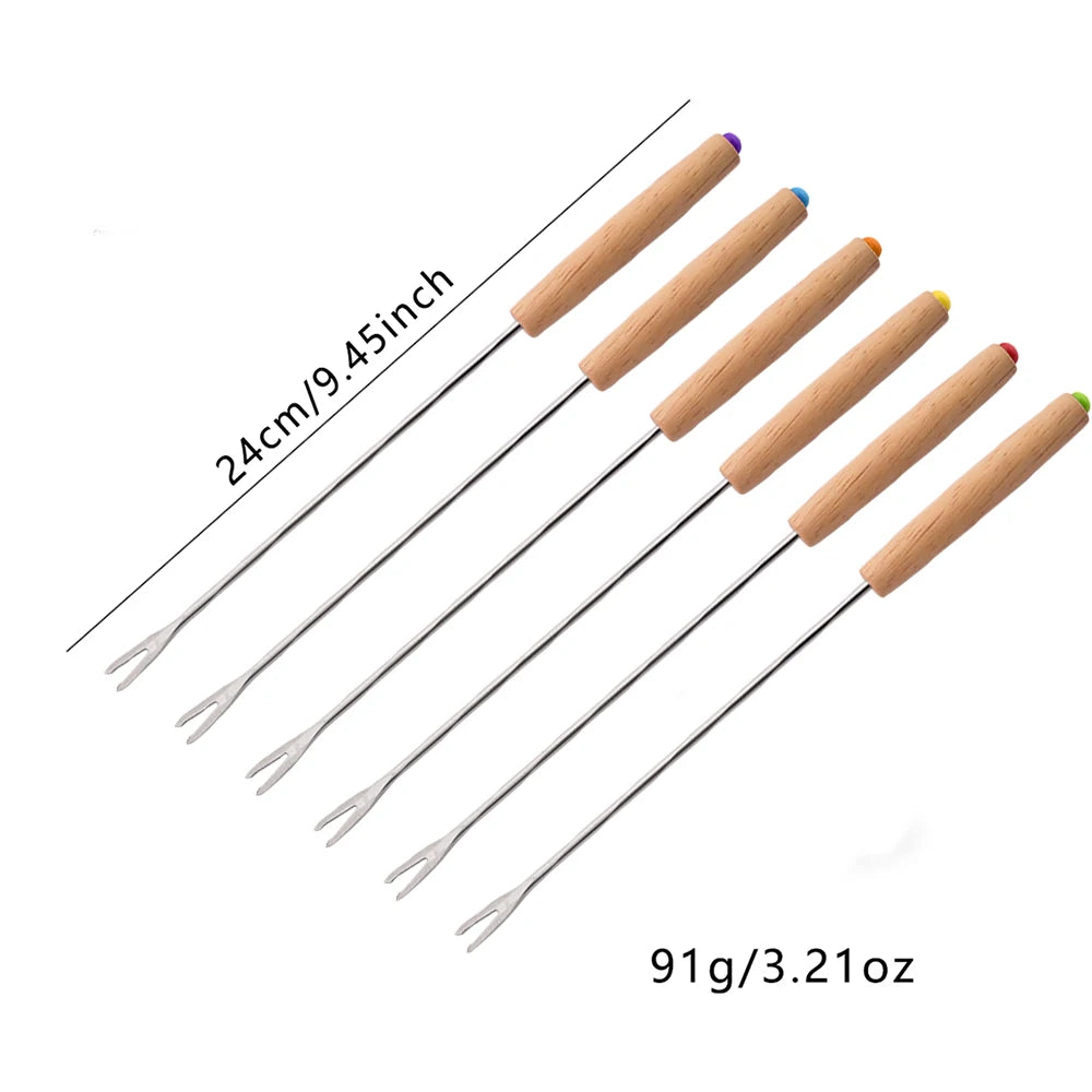 6-24Pcs Fondue Forks Stainless Steel Corrosion Resistant Long Forks for Cake Chocolate Fruits Cheese Fondue Forks Set