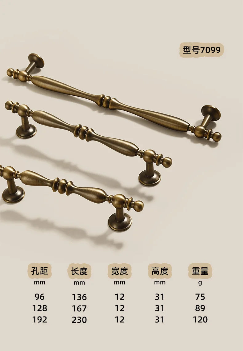 French-bronze solid handle vintage wardrobe/cabinet door handles small single-hole drawer pull medieval-style furniture hardware