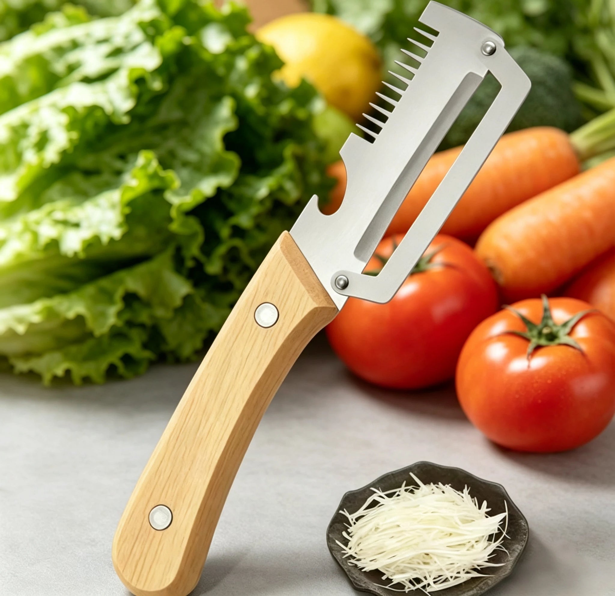 Stainless Steel Peeler Wooden Handle Durable Smooth Multi-function Kitchen Tool Fruit Vegetable Peeling Slicing
