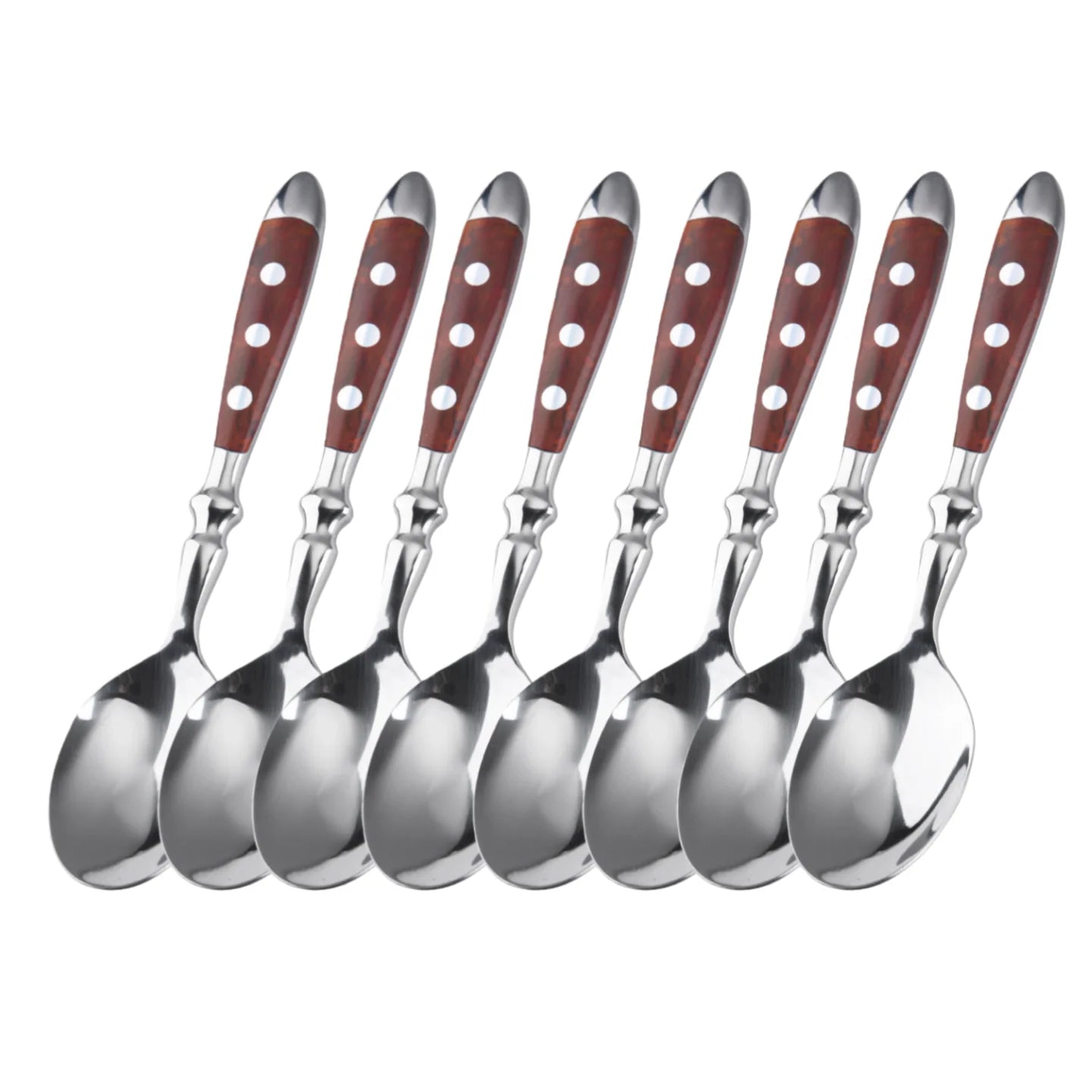 Classic Elegant Stainless Steel Cutlery Set Simulated Redwood Fork Spoon Knife Full Dinning Fork Steak Knife Teaspoon Creative