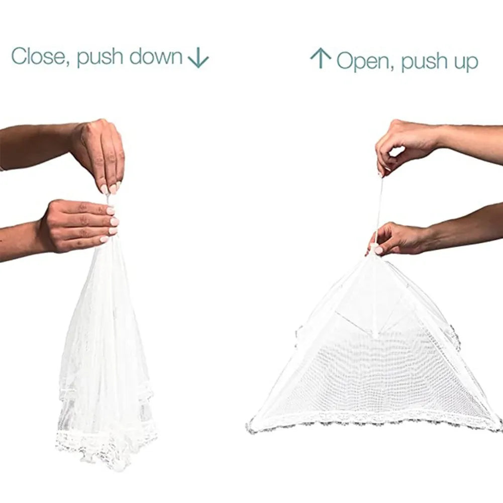 Picnic Food Covers for Outside Mesh 4 Packs Pop Up Fine Fly Net for Fruit - Collapsible Screen Umbrella Food Tent