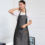 Denim Apron Salon Working Clothes Barber Cloth Kitchen Cooking Grill Restaurant Bar Shop Cafes Baking Beauty Nails Uniform