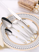 4/8/12/16/20 Pieces Gold Plated Luxury Silverware Flatware Dishwasher Safe 18/10 Stainless Steel Cutlery Set For Home Wedding