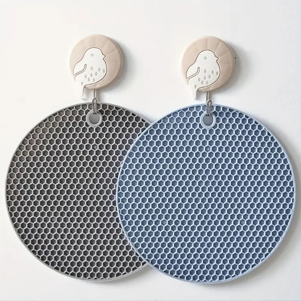 Silicone Heat Resistant Mats, Non-Slip Round Kitchen Pot Pads, Countertop Protector, Cup Coasters for Home Kitchen Accessories