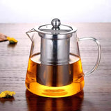 Heat-Resistant Borosilicate Glass Teapot with Removable Stainless Steel Infuser – Clear Tea Kettle for Kung Fu Tea Brewing Set